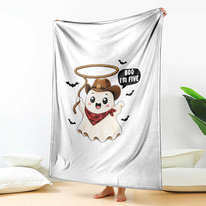 Halloween Spooky Cowboy Ghost 5th Birthday Throw Blanket Boo Im Five Western Party Gift