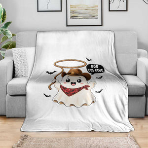 Halloween Spooky Cowboy Ghost 5th Birthday Throw Blanket Boo Im Five Western Party Gift