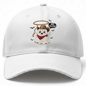 Halloween Spooky Cowboy Ghost 5th Birthday Baseball Cap Boo Im Five Western Party Gift