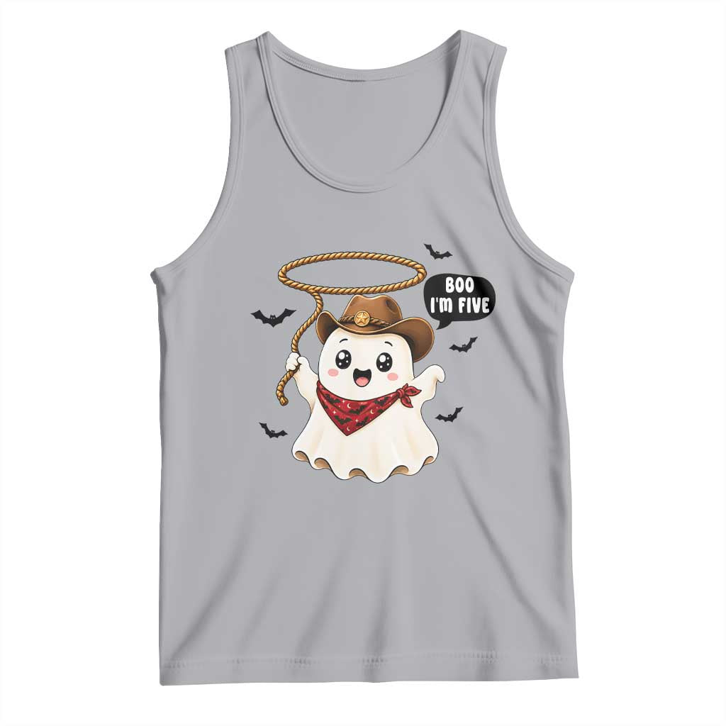 Halloween Spooky Cowboy Ghost 5th Birthday Tank Top Boo Im Five Western Party Gift