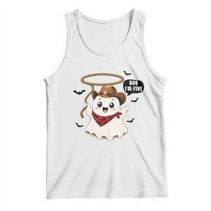 Halloween Spooky Cowboy Ghost 5th Birthday Tank Top Boo Im Five Western Party Gift