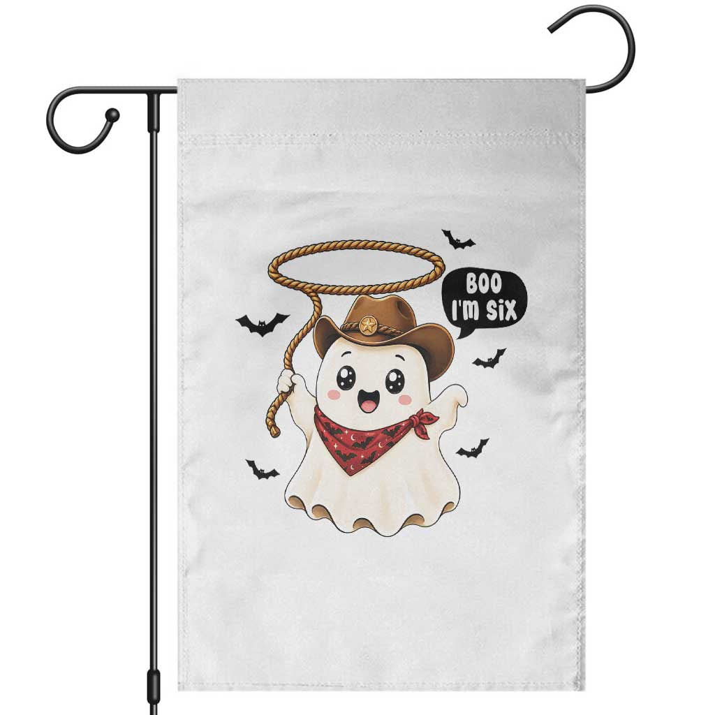 Halloween Spooky Cowboy Ghost 6th Birthday Garden Flag Boo Im Six Western Party Gift