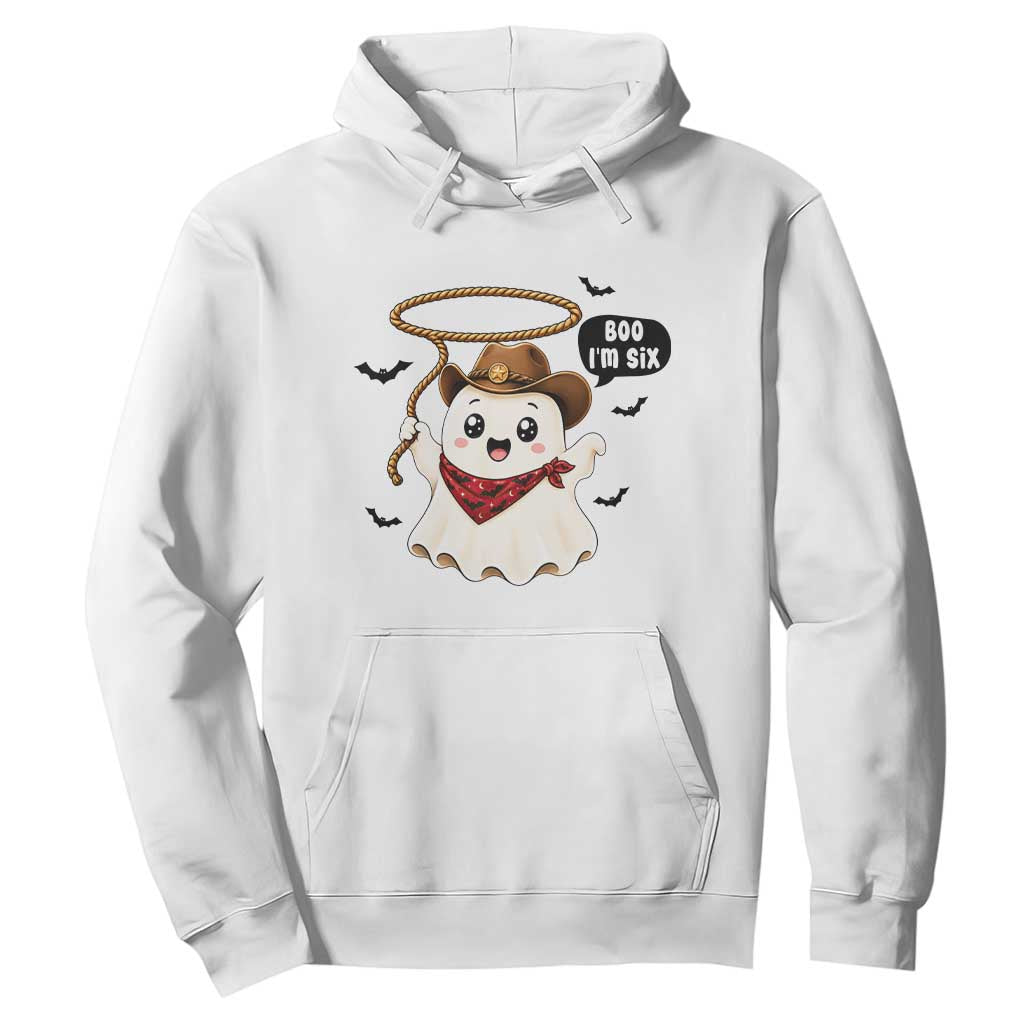 Halloween Spooky Cowboy Ghost 6th Birthday Hoodie Boo Im Six Western Party Gift