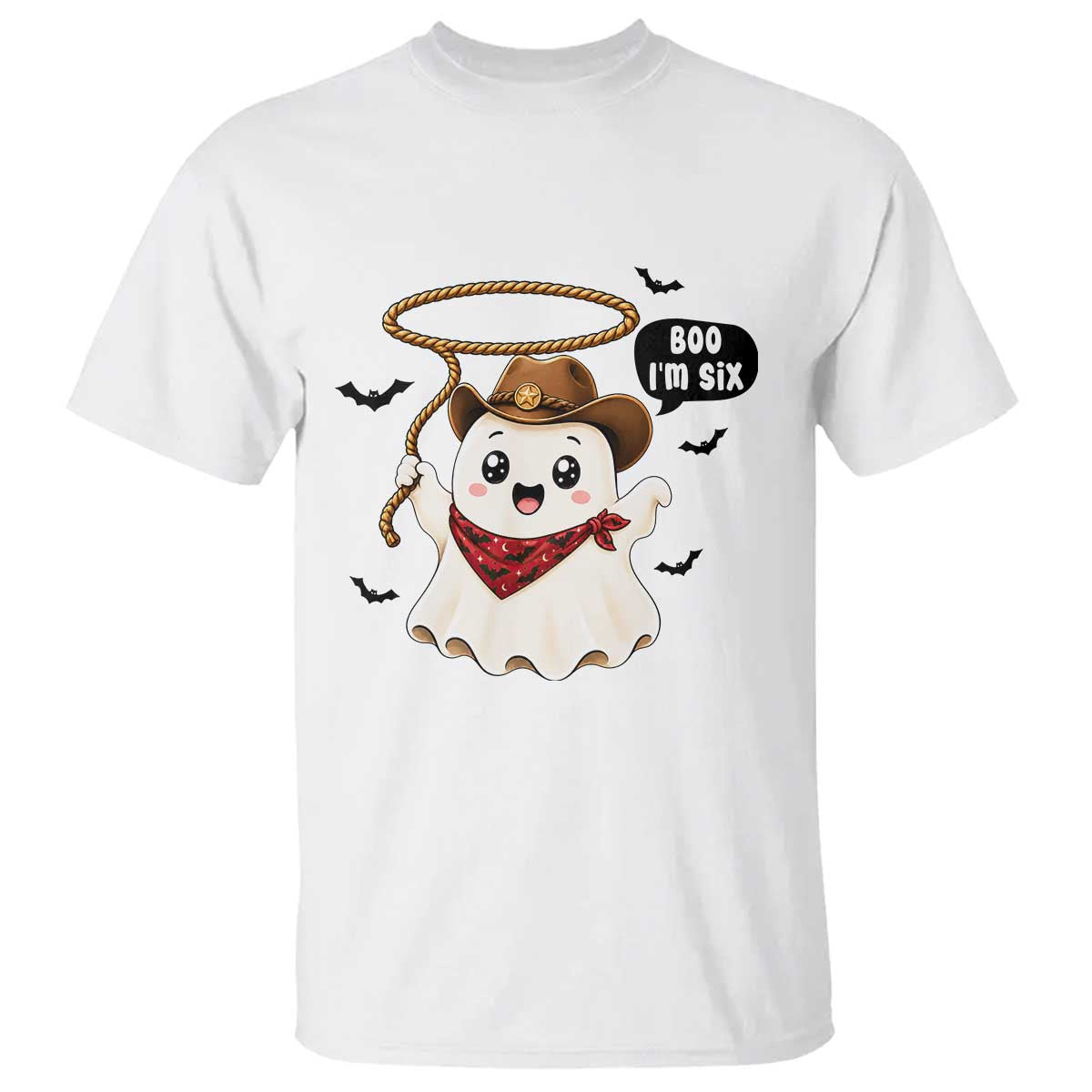 Halloween Spooky Cowboy Ghost 6th Birthday T Shirt Boo Im Six Western Party Gift