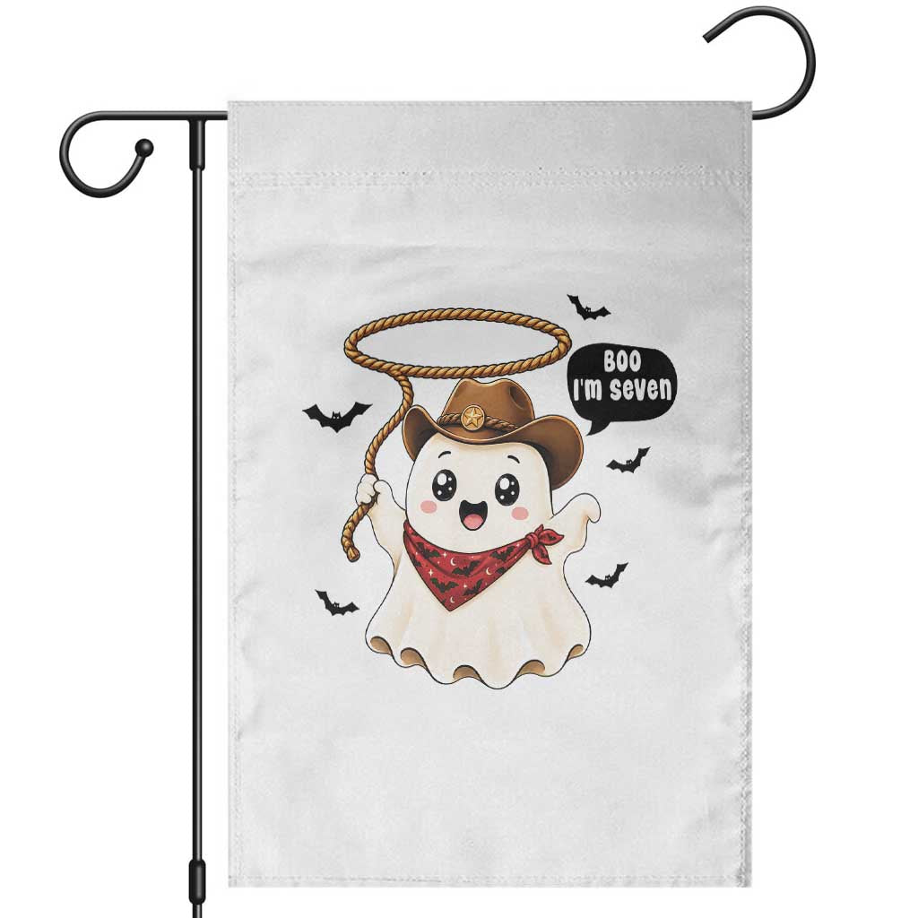 Halloween Spooky Cowboy Ghost 7th Birthday Garden Flag Boo Im Seven Western Party Gift