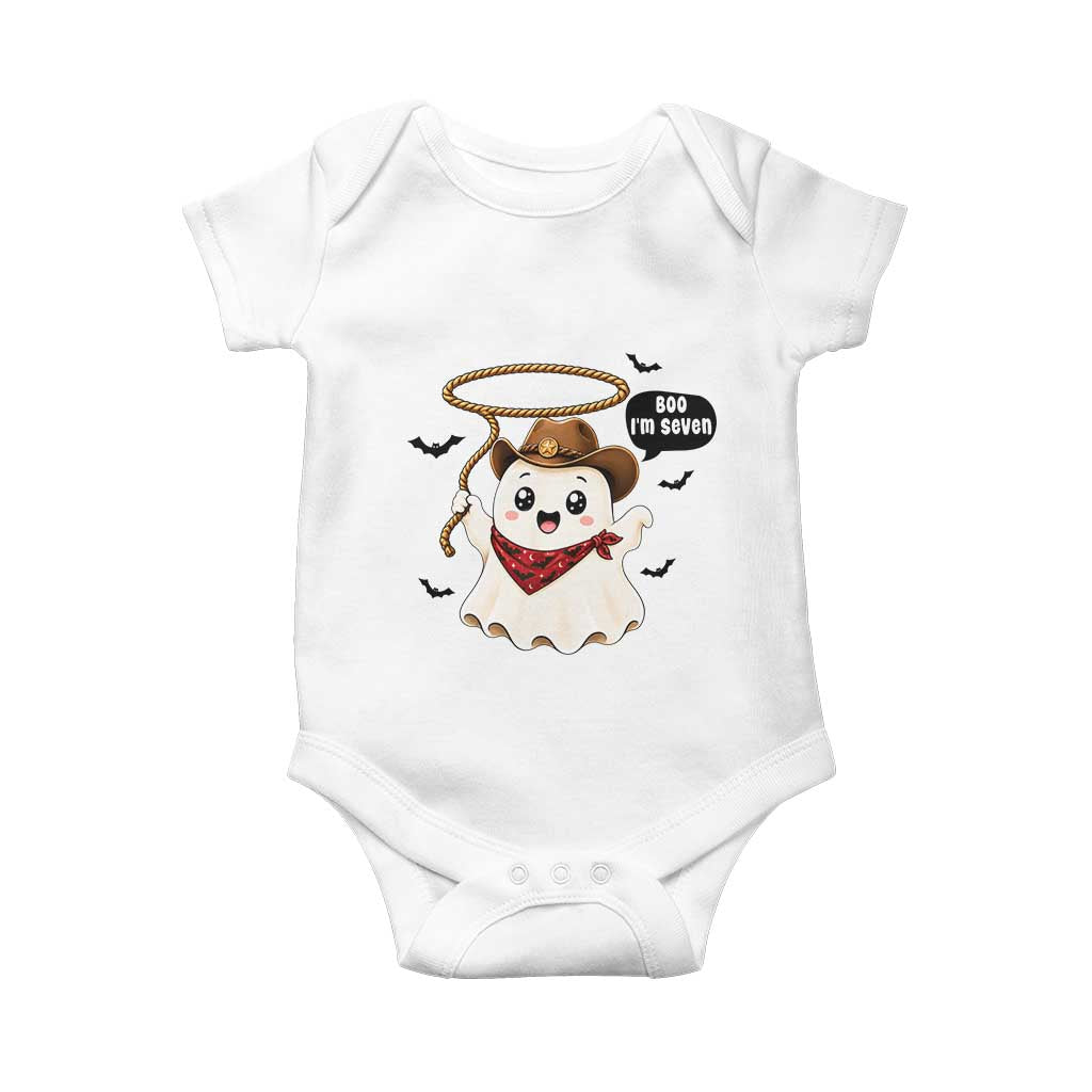 Halloween Spooky Cowboy Ghost 7th Birthday Baby Onesie Boo Im Seven Western Party Gift