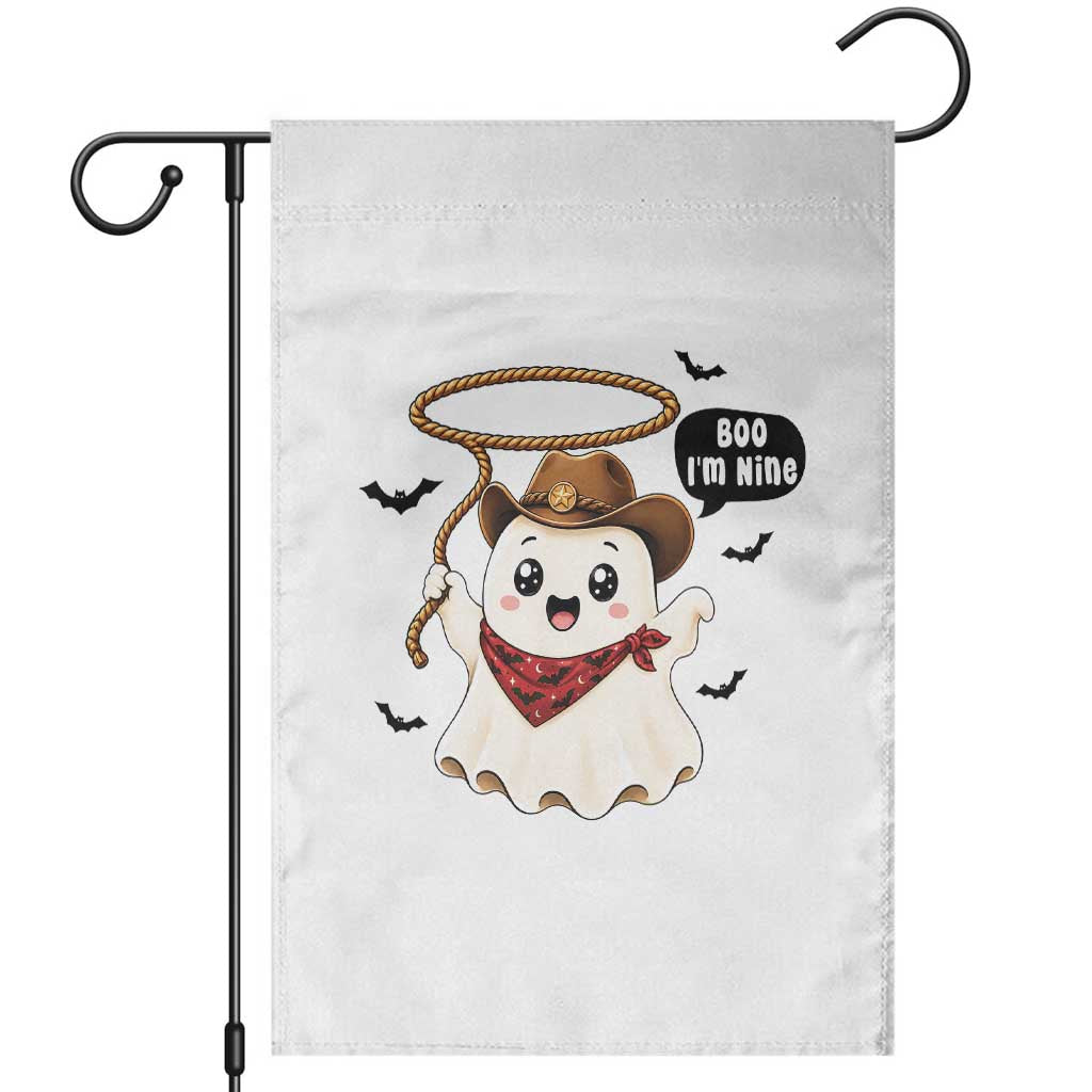 Halloween Spooky Cowboy Ghost 9th Birthday Garden Flag Boo Im Nine Western Party Gift