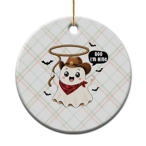 Halloween Spooky Cowboy Ghost 9th Birthday Ceramic Ornament Boo Im Nine Western Party Gift