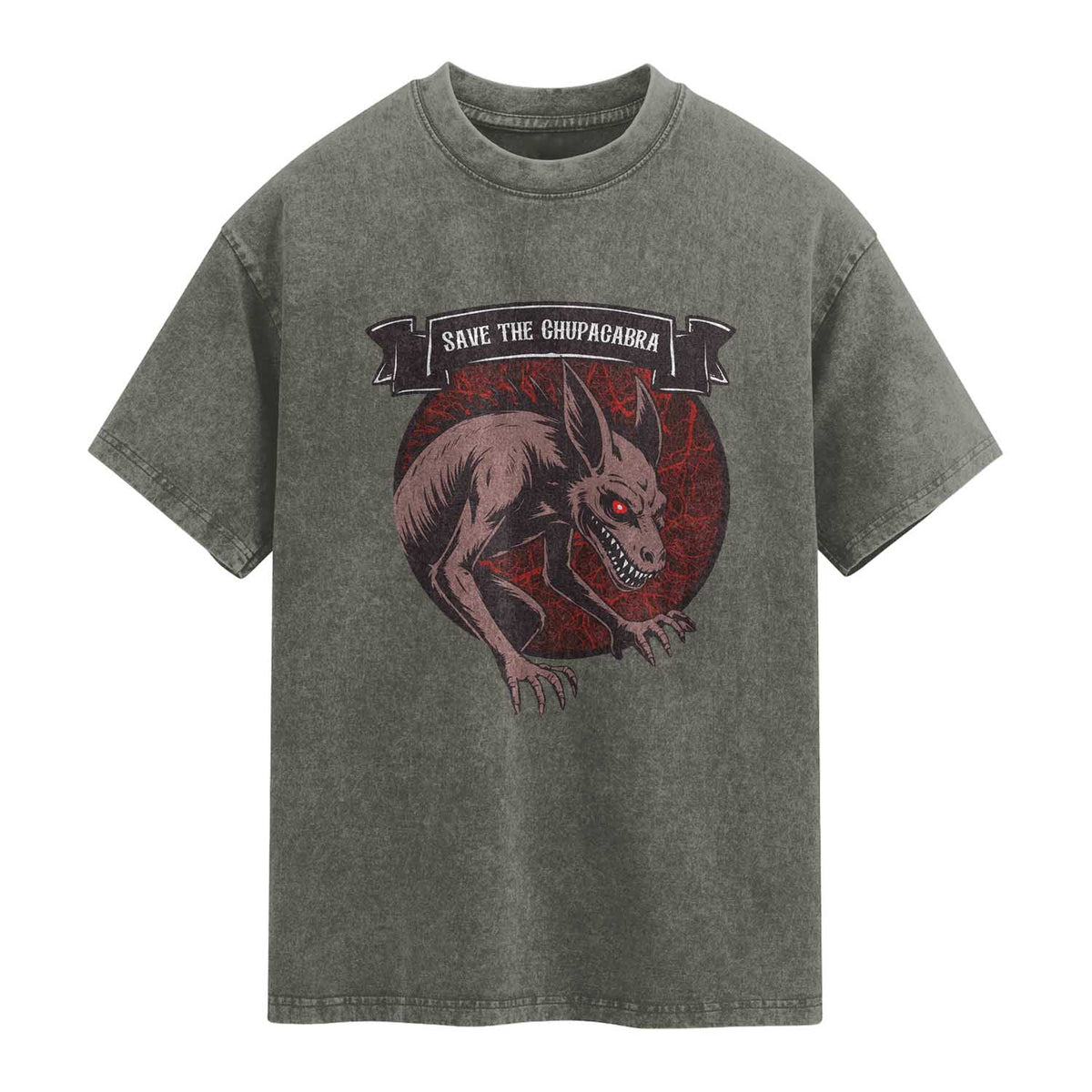 Chupacabra Washed Cotton T-Shirt Gothic Horror Save The Cryptid Gift