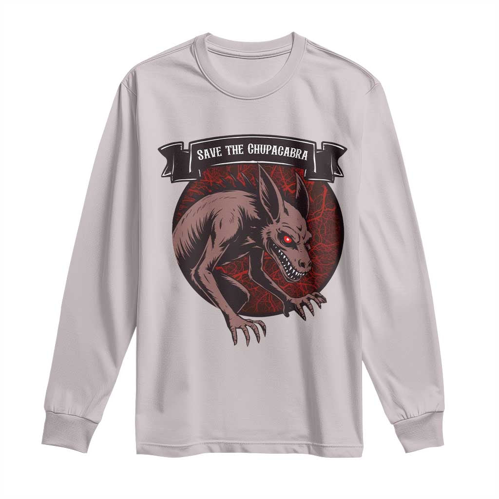 Chupacabra Long Sleeve Shirt Gothic Horror Save The Cryptid Gift TS12 Ice Gray Print Your Wear