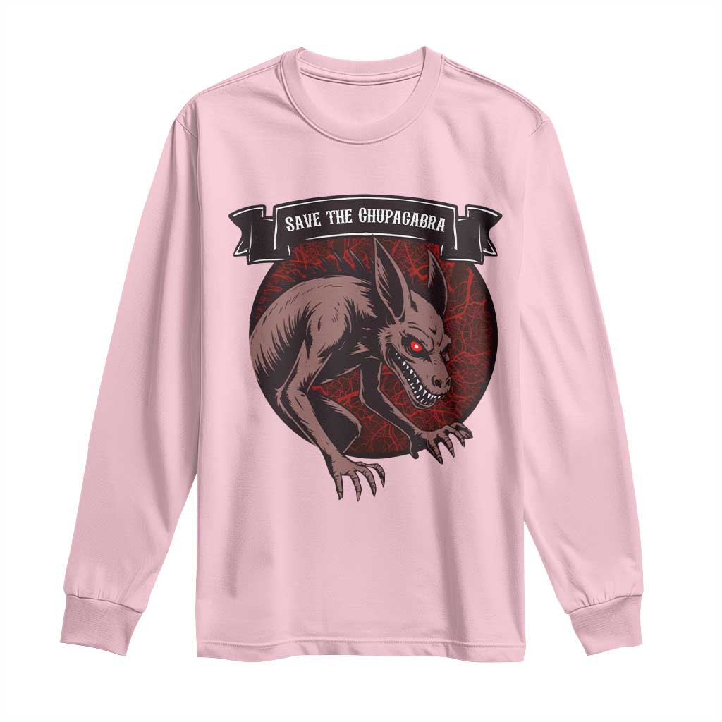 Chupacabra Long Sleeve Shirt Gothic Horror Save The Cryptid Gift TS12 Light Pink Print Your Wear