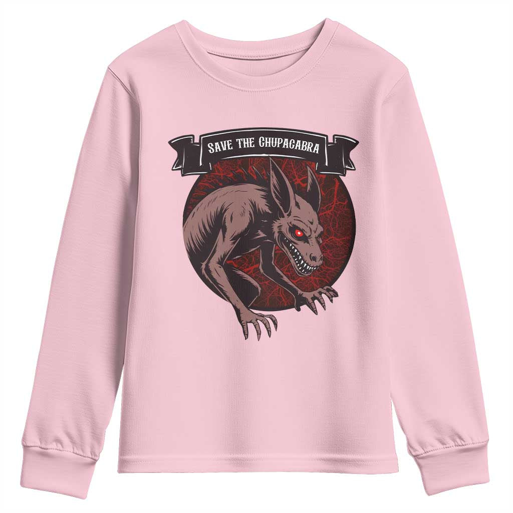 Chupacabra Youth Sweatshirt Gothic Horror Save The Cryptid Gift TS12 Light Pink Print Your Wear