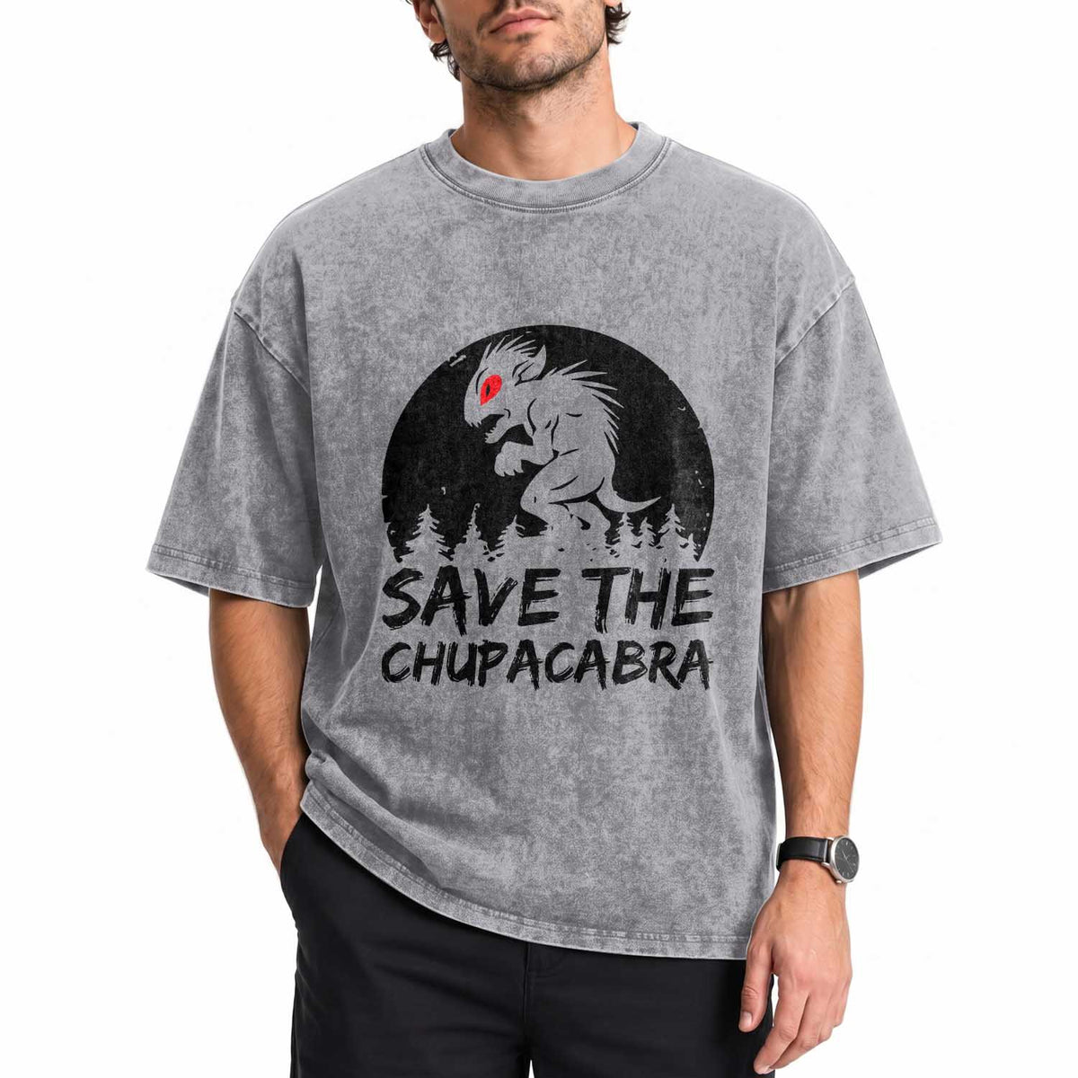 Chupacabra Washed Cotton T-Shirt Funny Cryptid Save The Goat Sucker Gift