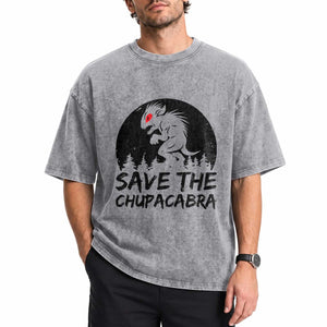 Chupacabra Washed Cotton T-Shirt Funny Cryptid Save The Goat Sucker Gift