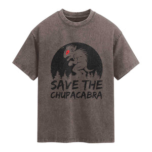 Chupacabra Washed Cotton T-Shirt Funny Cryptid Save The Goat Sucker Gift