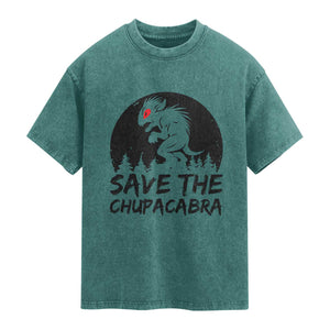 Chupacabra Washed Cotton T-Shirt Funny Cryptid Save The Goat Sucker Gift