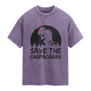 Chupacabra Washed Cotton T-Shirt Funny Cryptid Save The Goat Sucker Gift