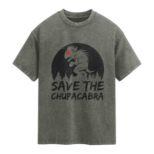 Chupacabra Washed Cotton T-Shirt Funny Cryptid Save The Goat Sucker Gift