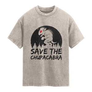 Chupacabra Washed Cotton T-Shirt Funny Cryptid Save The Goat Sucker Gift