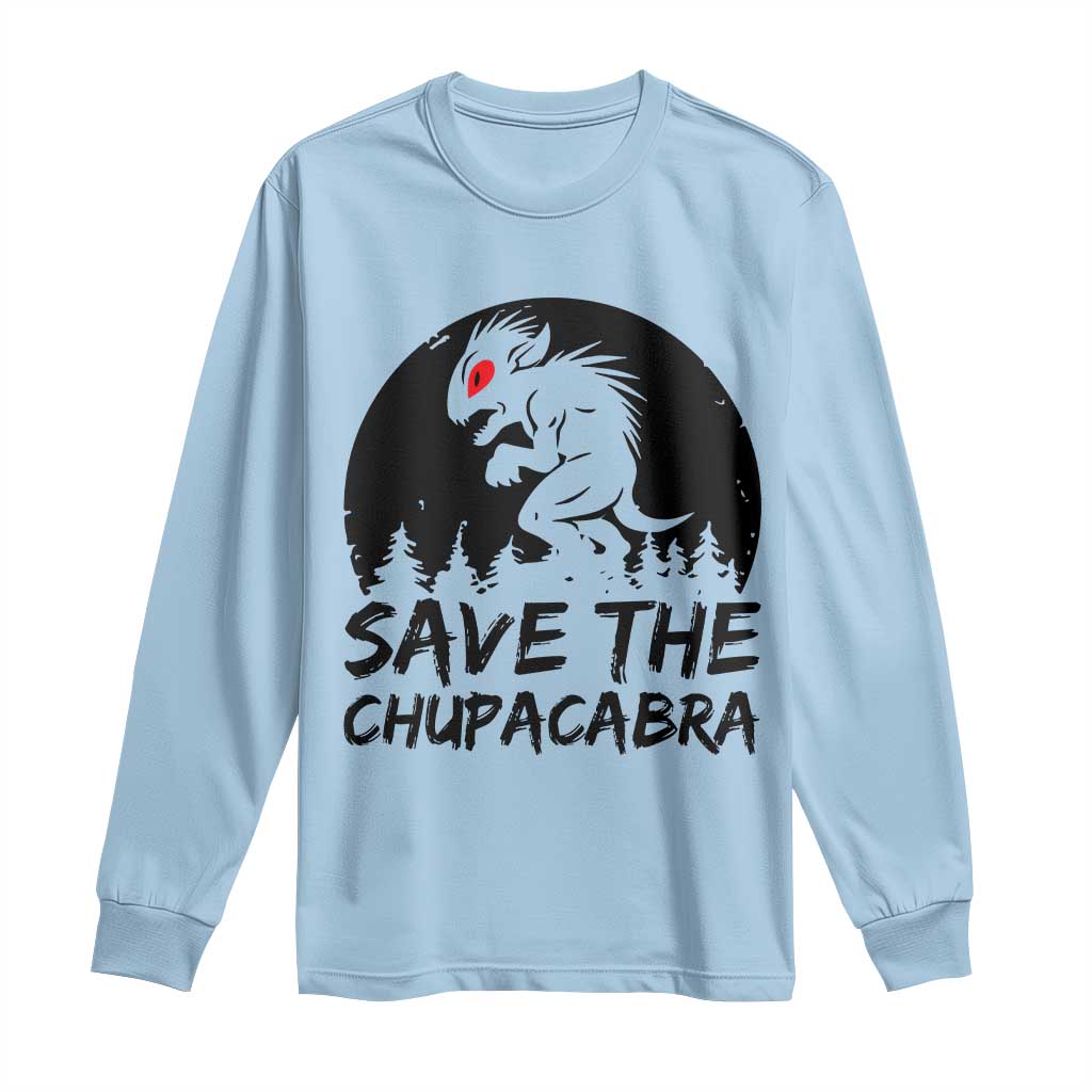 Chupacabra Long Sleeve Shirt Funny Cryptid Save The Goat Sucker Gift TS12 Light Blue Print Your Wear