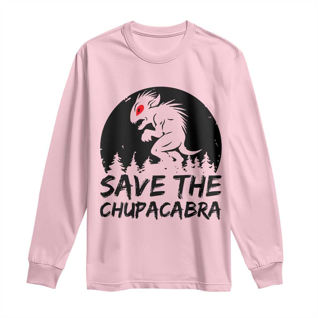 Chupacabra Long Sleeve Shirt Funny Cryptid Save The Goat Sucker Gift TS12 Light Pink Print Your Wear