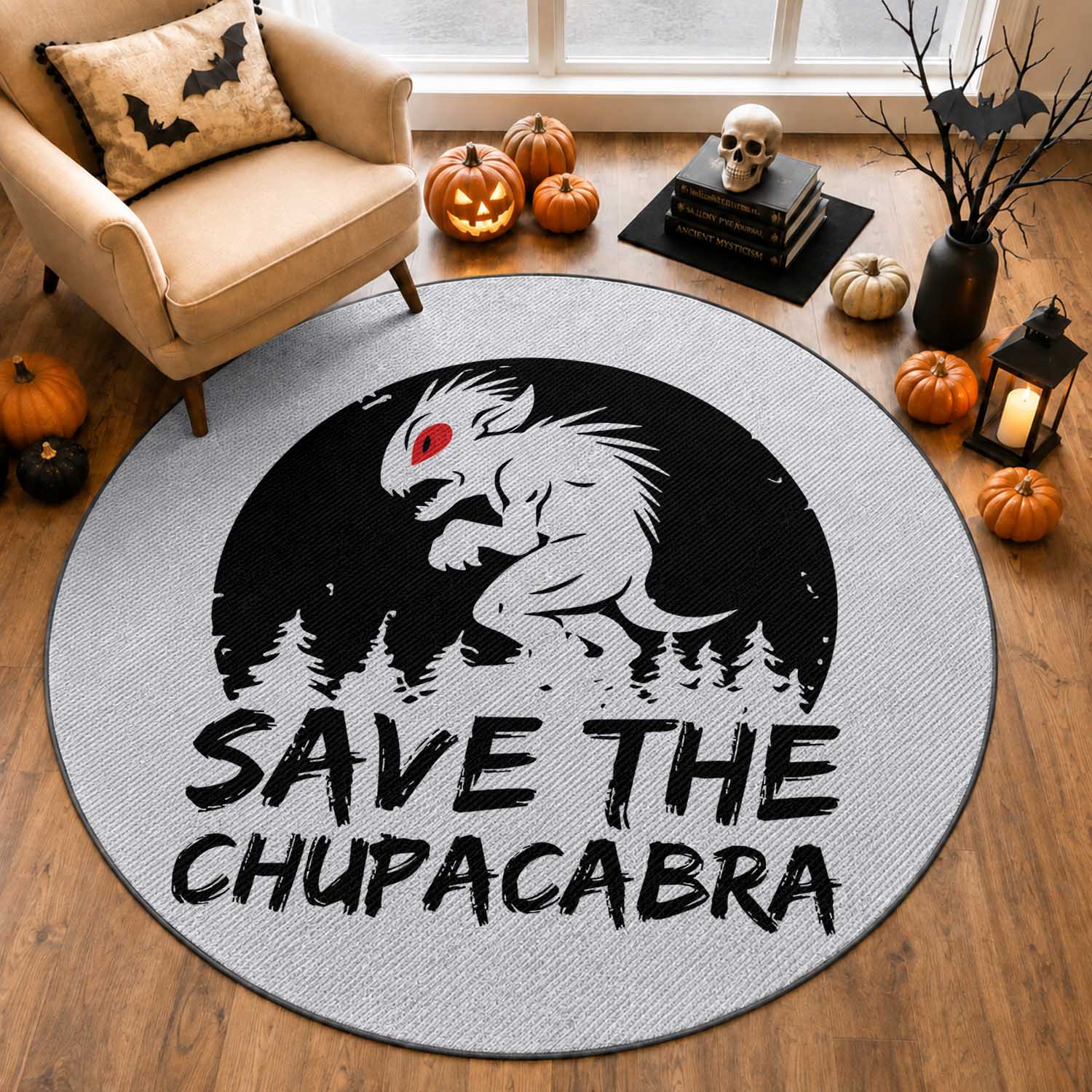 Chupacabra Round Rug Funny Cryptid Save The Goat Sucker Gift