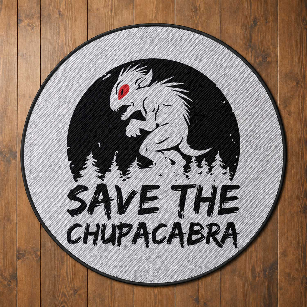 Chupacabra Round Rug Funny Cryptid Save The Goat Sucker Gift