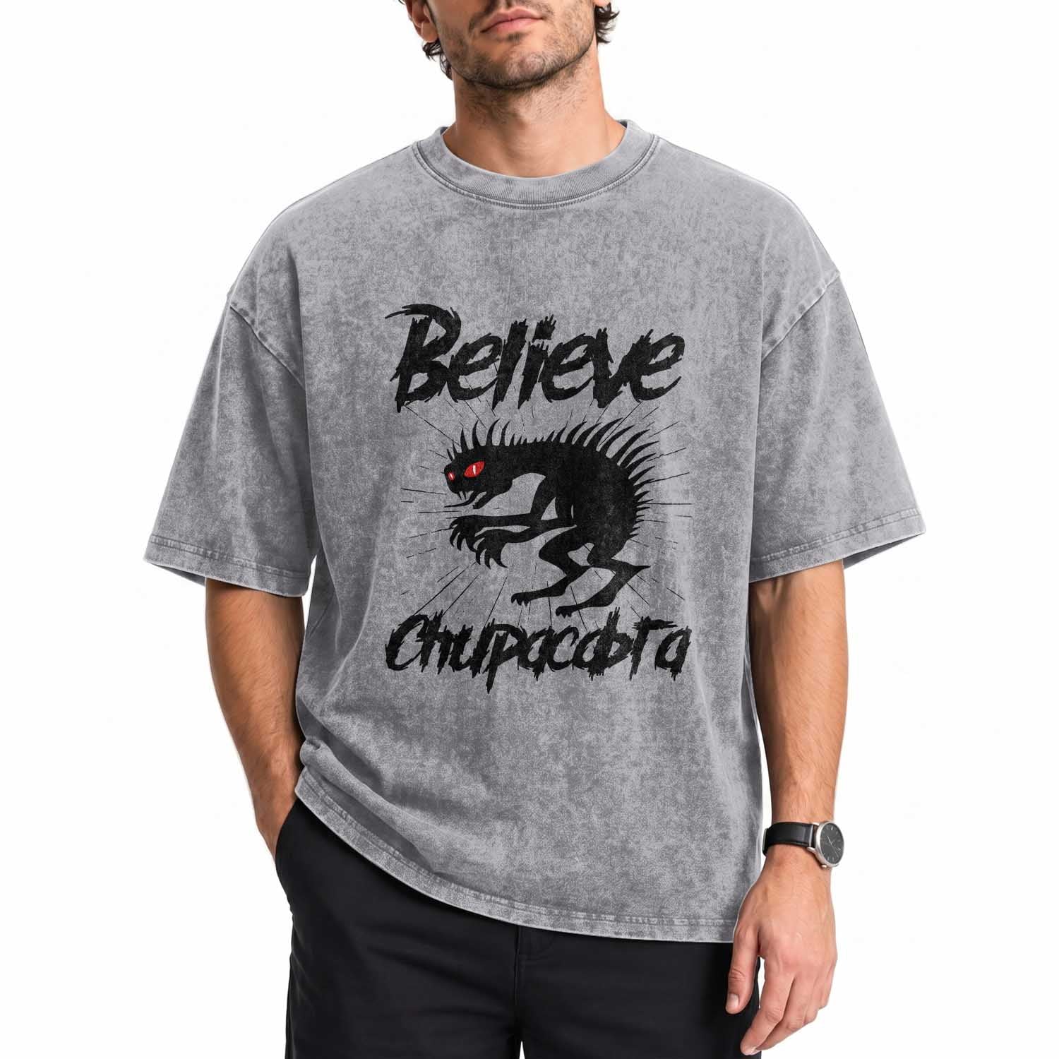 Urban Legends And Mystery Gift Washed Cotton T-Shirt Believe Chupacabra