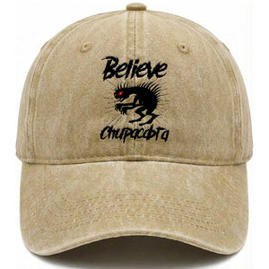 Urban Legends And Mystery Gift Washed Cotton Baseball Cap Believe Chupacabra TS12 Washed Cap Universal Fit Khaki Print Your Wear