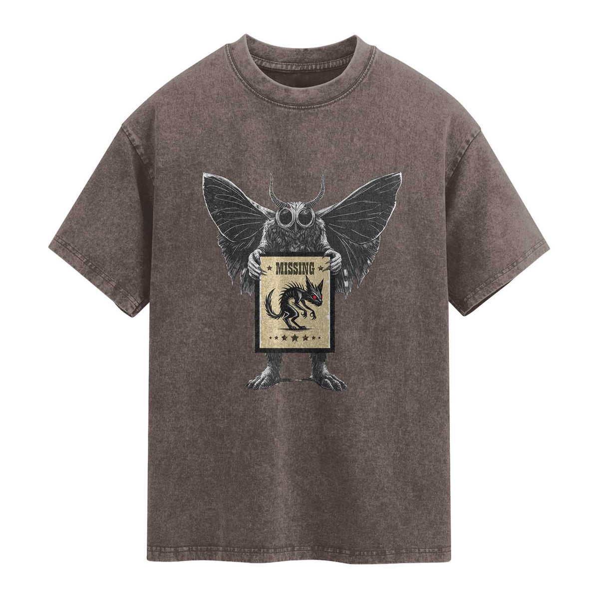 Mothman Missing Chupacabra Washed Cotton T-Shirt Funny Cryptid Gift