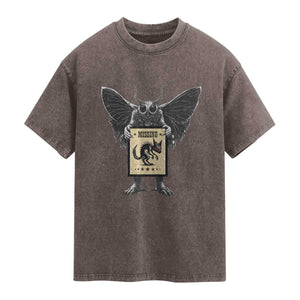 Mothman Missing Chupacabra Washed Cotton T-Shirt Funny Cryptid Gift