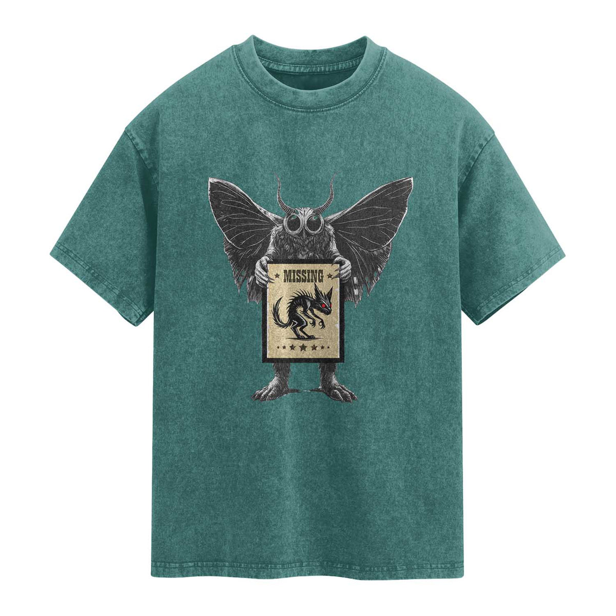 Mothman Missing Chupacabra Washed Cotton T-Shirt Funny Cryptid Gift