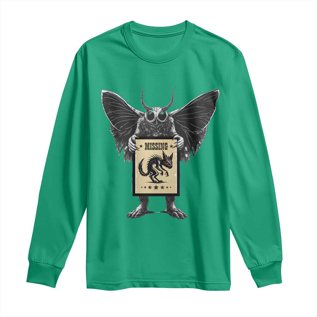 Mothman Missing Chupacabra Long Sleeve Shirt Funny Cryptid Gift TS12 Irish Green Print Your Wear