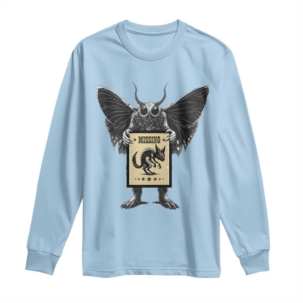 Mothman Missing Chupacabra Long Sleeve Shirt Funny Cryptid Gift TS12 Light Blue Print Your Wear