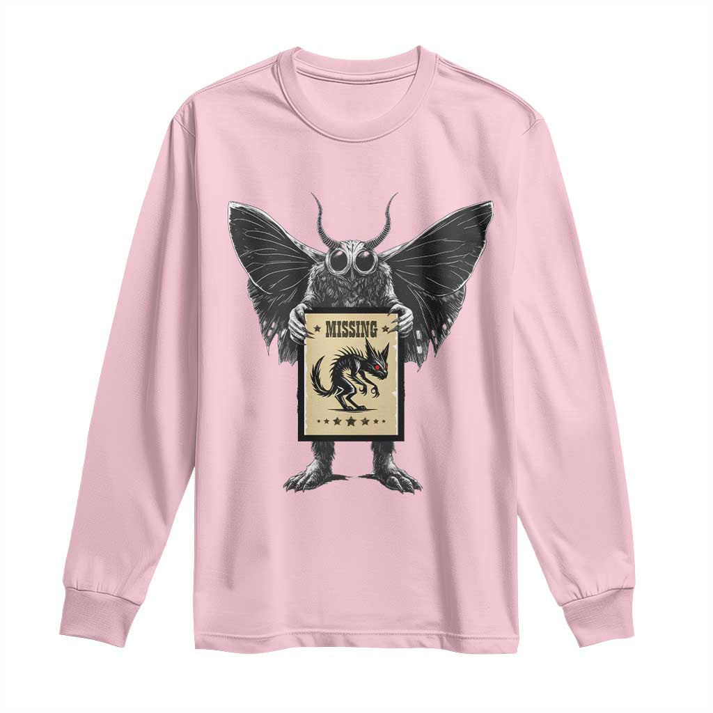 Mothman Missing Chupacabra Long Sleeve Shirt Funny Cryptid Gift TS12 Light Pink Print Your Wear