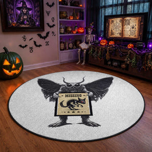 Mothman Missing Chupacabra Round Rug Funny Cryptid Gift