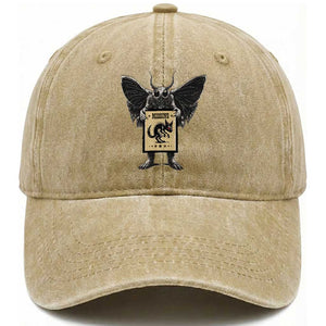 Mothman Missing Chupacabra Washed Cotton Baseball Cap Funny Cryptid Gift TS12 Washed Cap Universal Fit Khaki Print Your Wear