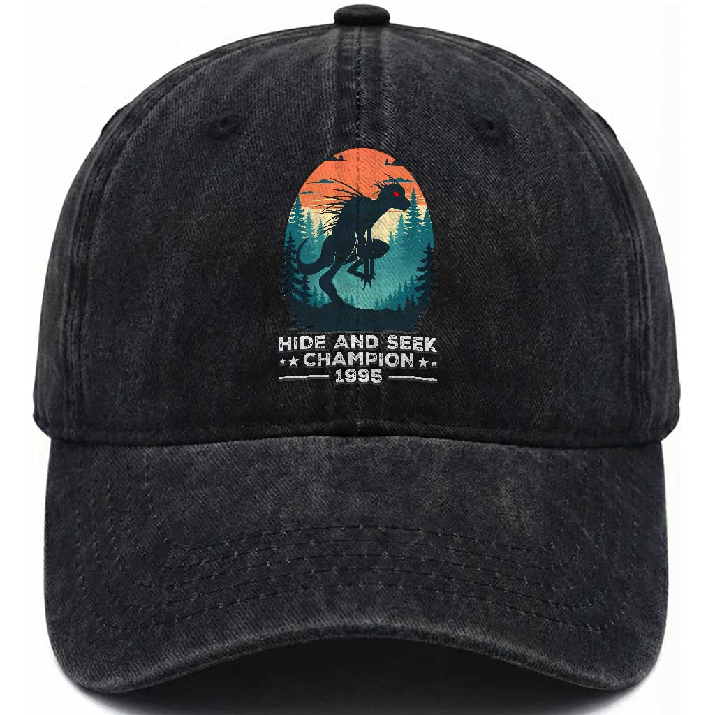 Chupacabra Washed Cotton Baseball Cap Gothic Humor Hide And Seek Champion Gift TS12 Washed Cap Universal Fit Black Print Your Wear