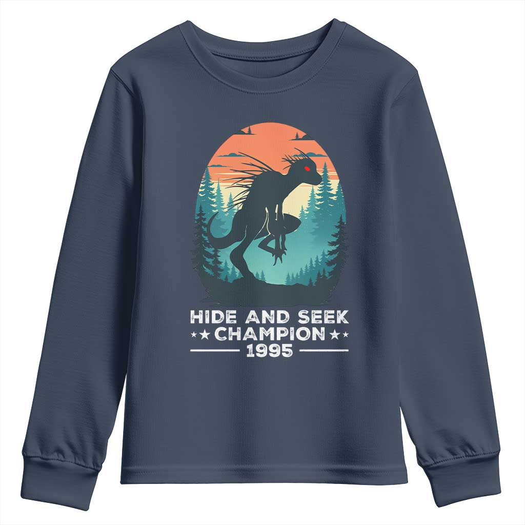 Chupacabra Youth Sweatshirt Gothic Humor Hide And Seek Champion Gift TS12 Navy Print Your Wear