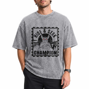 Chupacabra Hide And Seek Champion Since 1995 Washed Cotton T-Shirt Cryptid Gift