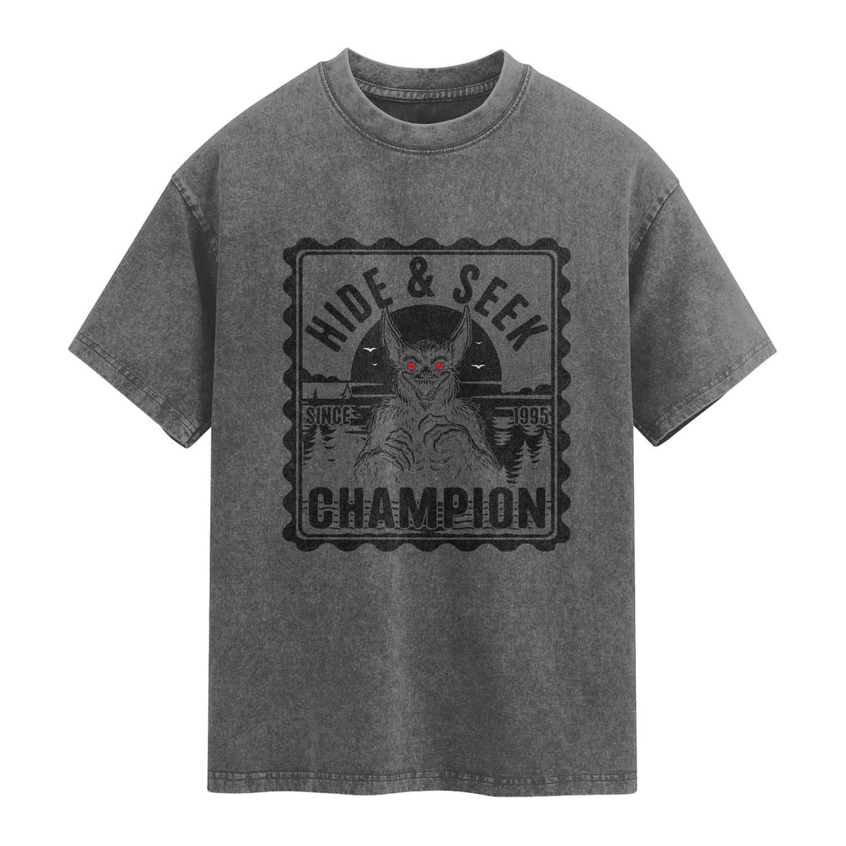 Chupacabra Hide And Seek Champion Since 1995 Washed Cotton T-Shirt Cryptid Gift