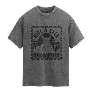 Chupacabra Hide And Seek Champion Since 1995 Washed Cotton T-Shirt Cryptid Gift