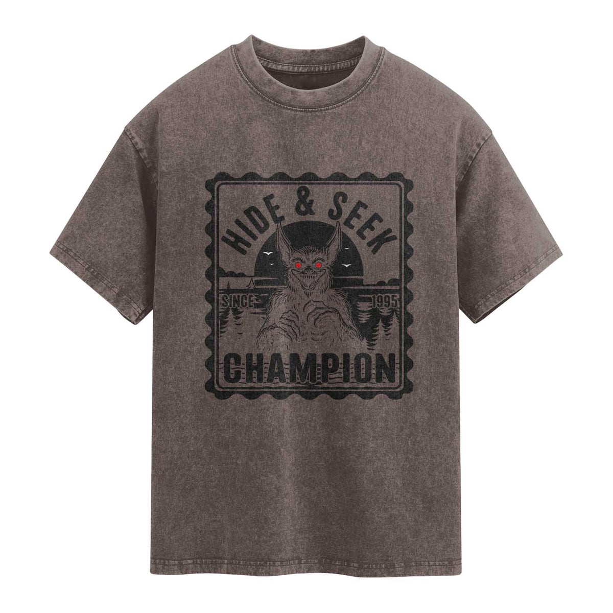Chupacabra Hide And Seek Champion Since 1995 Washed Cotton T-Shirt Cryptid Gift