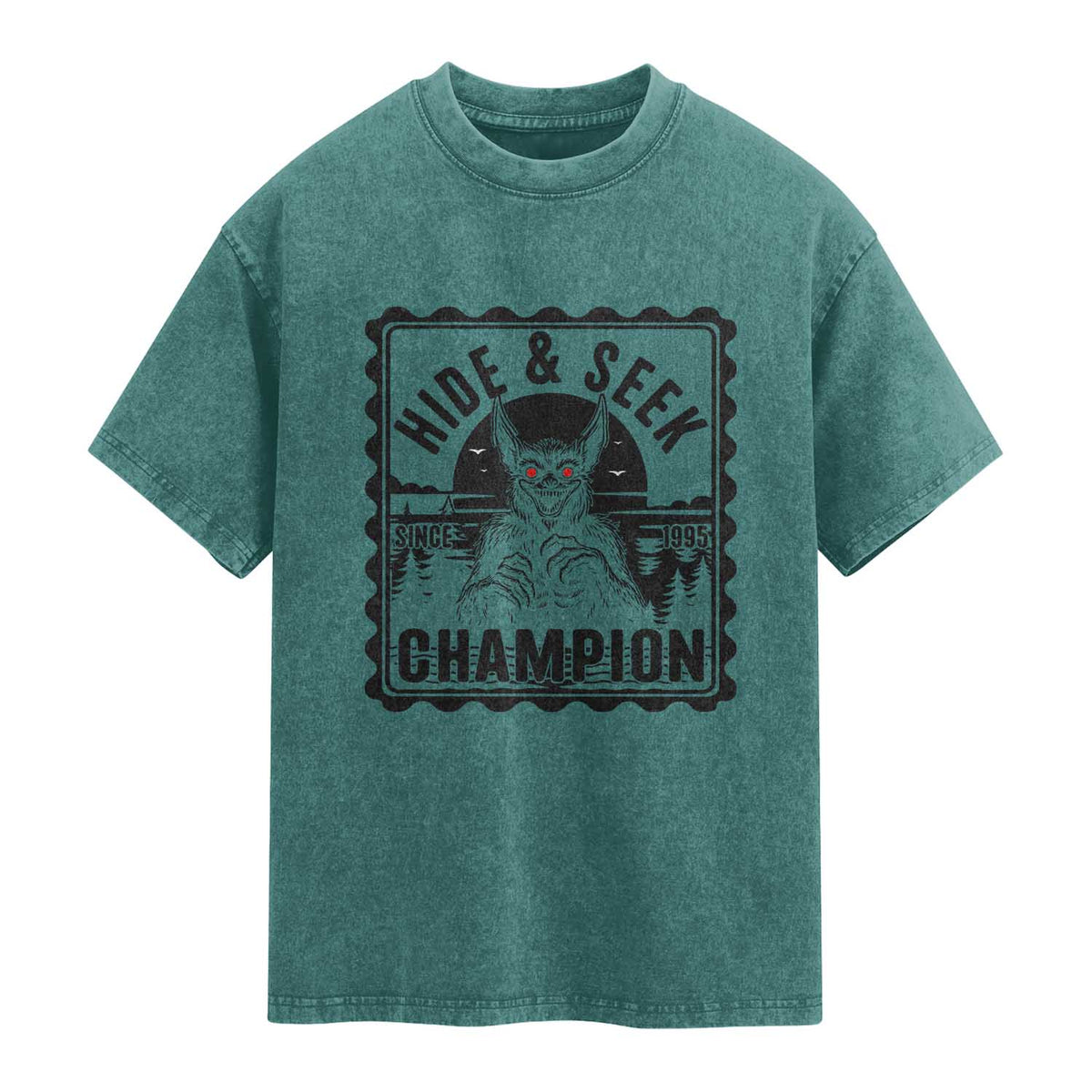 Chupacabra Hide And Seek Champion Since 1995 Washed Cotton T-Shirt Cryptid Gift