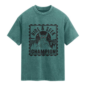 Chupacabra Hide And Seek Champion Since 1995 Washed Cotton T-Shirt Cryptid Gift