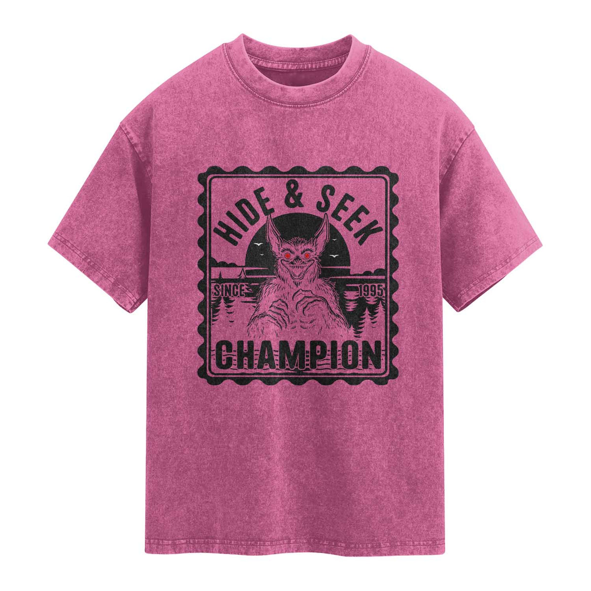 Chupacabra Hide And Seek Champion Since 1995 Washed Cotton T-Shirt Cryptid Gift