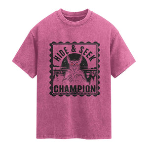 Chupacabra Hide And Seek Champion Since 1995 Washed Cotton T-Shirt Cryptid Gift