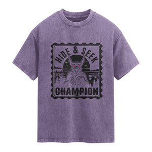 Chupacabra Hide And Seek Champion Since 1995 Washed Cotton T-Shirt Cryptid Gift