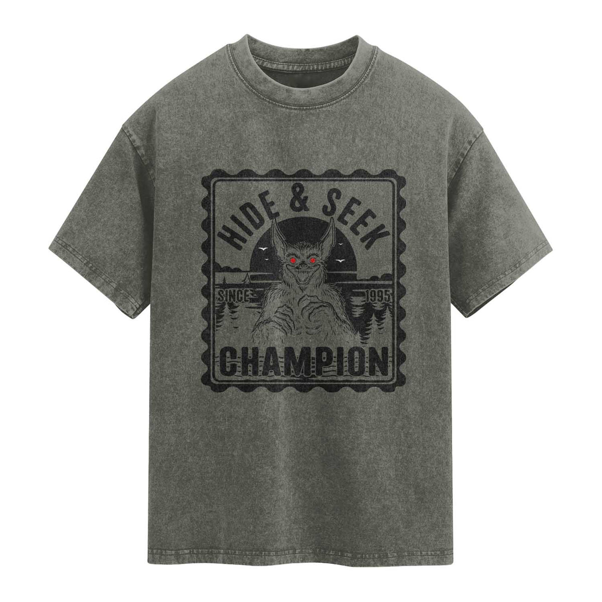 Chupacabra Hide And Seek Champion Since 1995 Washed Cotton T-Shirt Cryptid Gift