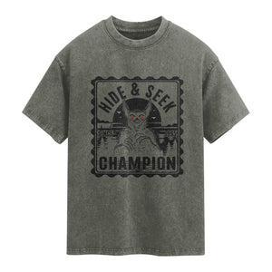 Chupacabra Hide And Seek Champion Since 1995 Washed Cotton T-Shirt Cryptid Gift